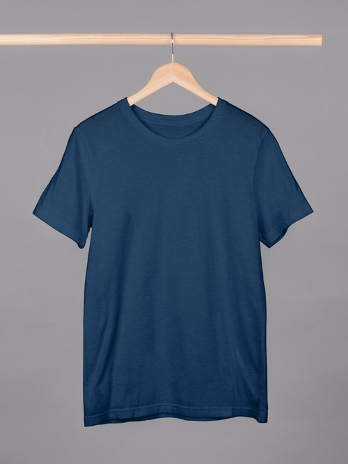 Men's Navy Blue Round Neck T-Shirt - aadai.in